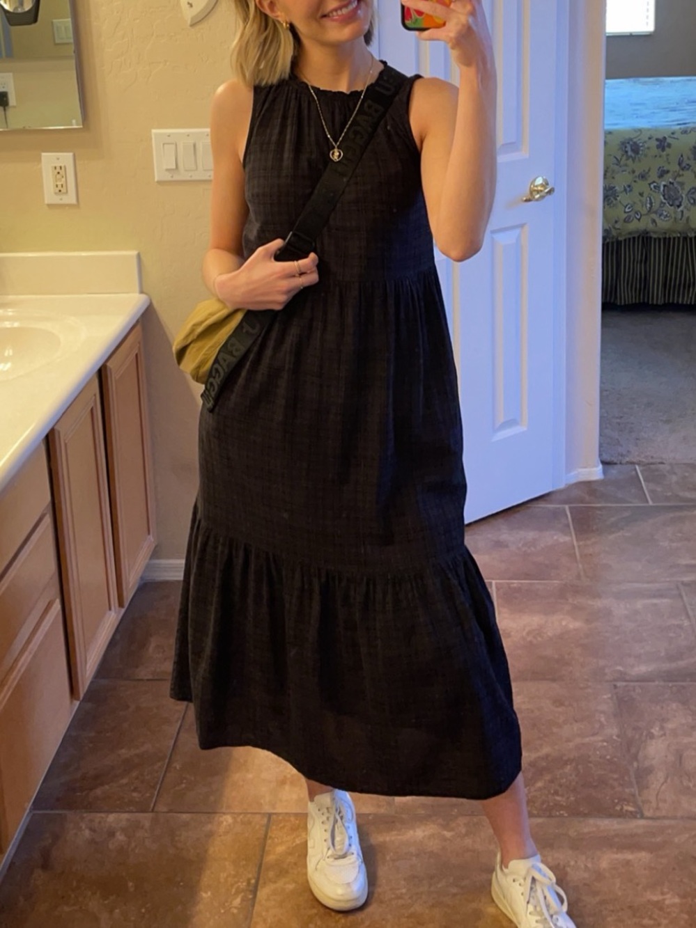 Spirit of Grace Sleeveless Plaid Tiered Maxi Dress